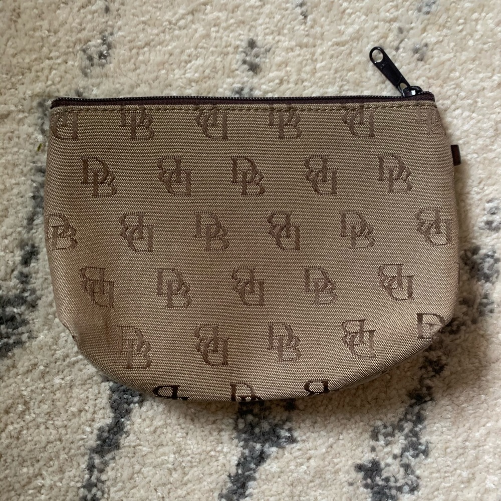 *sold*Dooney and Burke brown cosmetic small zipper bag